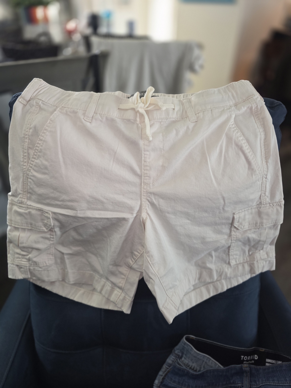 torrid White Cargo Drawstring Shorts